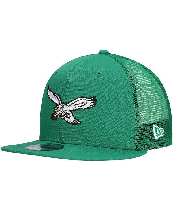 ニューエラ メンズ アクセサリー 帽子 New Era Men's Kelly Green Philadelphia Eagles Throwback Main Trucker 9FIFTY Snapback Hat Kelly Green グリーン｜ReVida 店