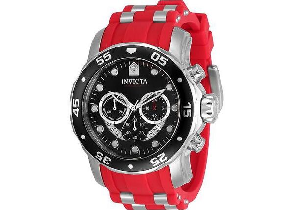 インビクタ メンズ アクセサリー 腕時計 Invicta Men\'s 34009 Pro Diver Quartz Chronograph Black Silver Red Dial Watch Red レッド