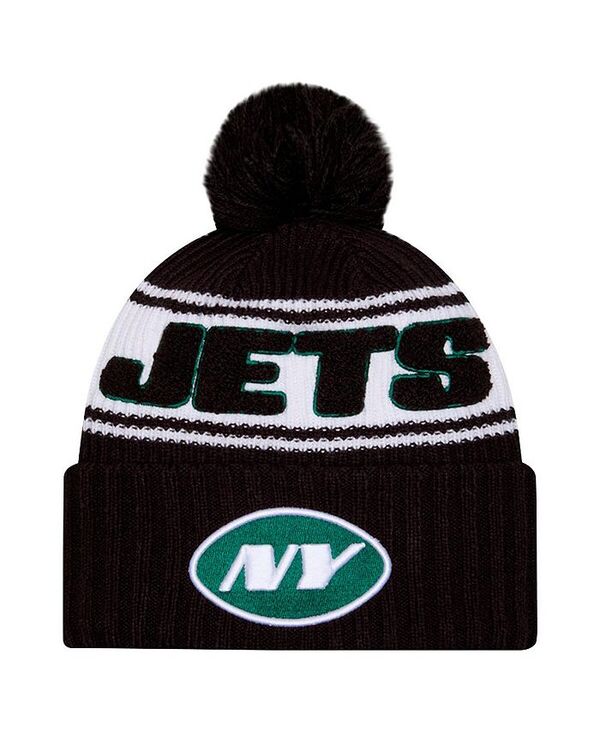 ニューエラ メンズ アクセサリー 帽子 ニット New Era Men's Black New York Jets 2024 Sideline Cuffed Knit Hat with Pom Black ブラック