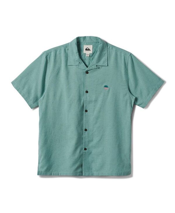 クイックシルバー メンズ トップス シャツ Quiksilver Men's Flecky Island Woven Shirt Jade Gray グレー