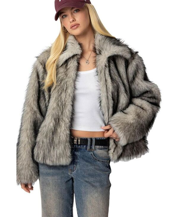 アディクテッド レディース アウター ジャケット・ブルゾン ジャケット Edikted Women's Mob Wife Faux Fur Jacket Black-and-white ホワイト 22,896円