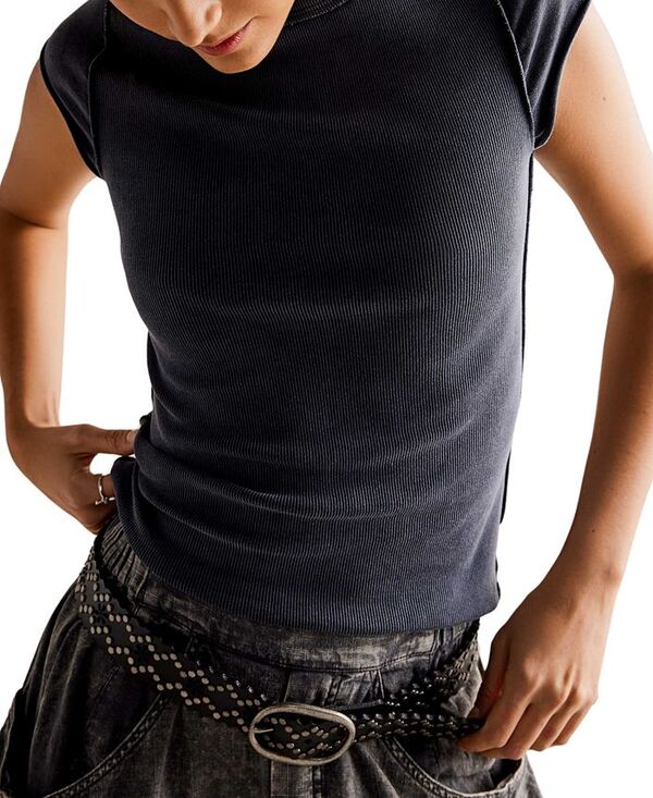 フリーピープル レディース トップス シャツ Tシャツ キャップスリーブ キャップ Free People Women's Ever Had Cap-Sleeve T-Shirt Black ブラック