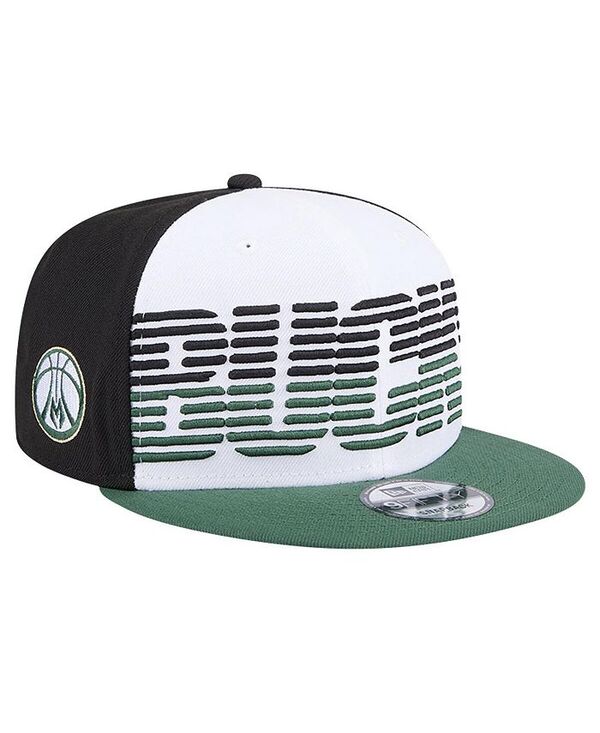 ニューエラ メンズ アクセサリー 帽子 New Era Men's White/Hunter Green Milwaukee Bucks Throwback Gradient Tech Font 9FIFTY Snapback Hat White/Hunter Green ホワイト