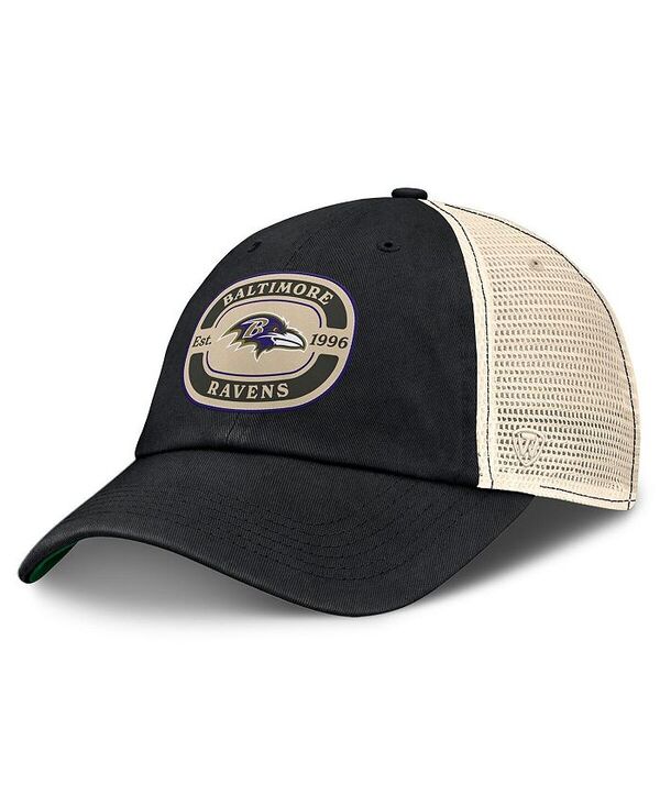 トップオブザワールド メンズ アクセサリー 帽子 Top of the World Men's Black Baltimore Ravens Team Patch Adjustable Hat Black Natural ブラック