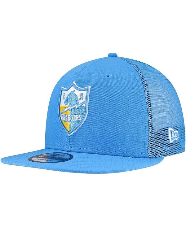 ニューエラ メンズ アクセサリー 帽子 New Era Men's Powder Blue Los Angeles Chargers Throwback Main Trucker 9FIFTY Snapback Hat Powder Blue ブルー｜ReVida 店