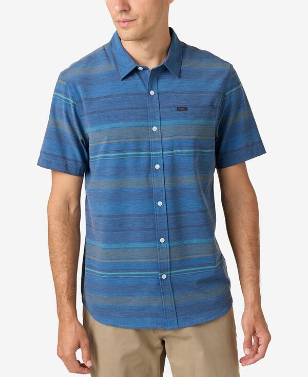 オニール メンズ トップス シャツ O'Neill Men's Traveler UPF Traverse Stripe Shirt Midnight Navy ネイビー
