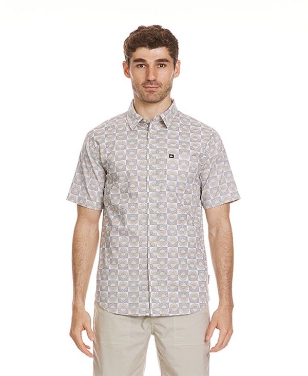 クイックシルバー メンズ トップス シャツ Quiksilver Men's Florever Classic Short Sleeve Woven Shirt Silver Birch シルバー