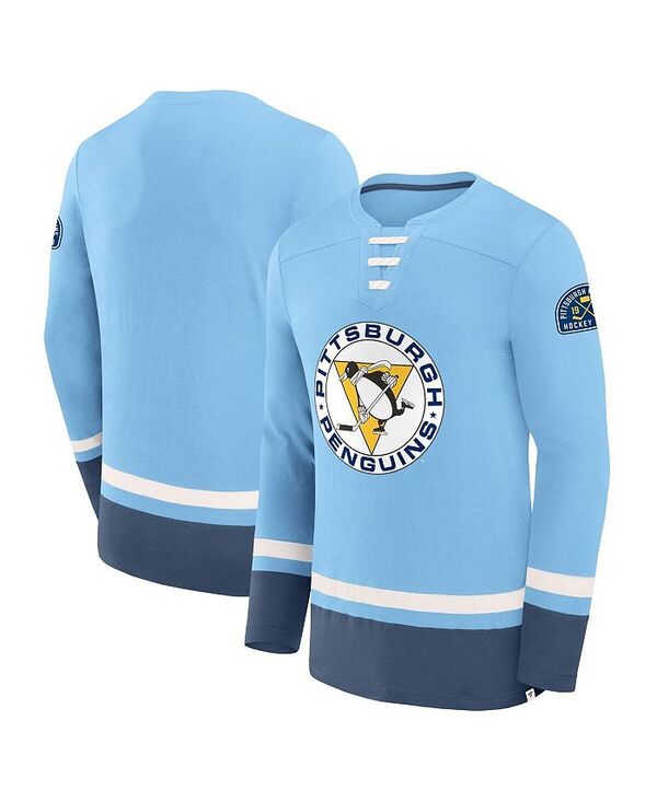 ファナティクス メンズ トップス Tシャツ ヴィンテージ シャツ Fanatics Men's Light Blue Pittsburgh Penguins Vintage High Point Long Sleeve T-Shirt Light Blue ブルー 13,665円
