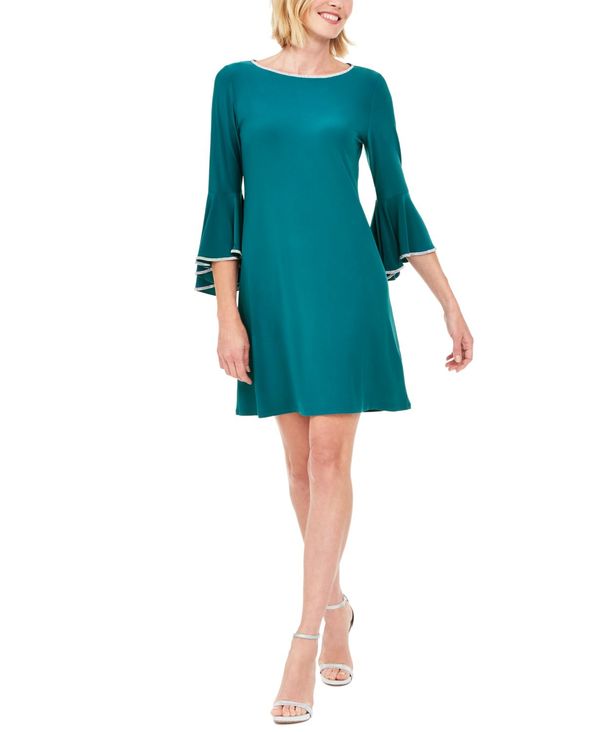 メーカー包装済 楽天市場 ミスク レディース ワンピース トップス Rhinestone Trim Bell Sleeve Dress Teal Revida 楽天市場店 配送員設置送料無料 Caronova Sa Com