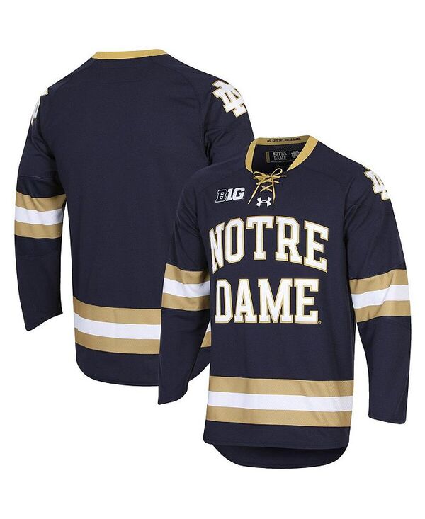 アンダーアーマー メンズ トップス シャツ ジャージー Under Armour Men's Notre Dame Fighting Irish UA Replica Hockey Jersey Navy ネイビー｜ReVida 店