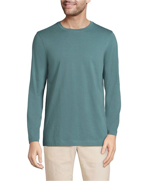 ランズエンド メンズ トップス Tシャツ コットン Lands' End Men's Long Sleeve Cotton Supima Tee Tourmaline|ReVida 店
