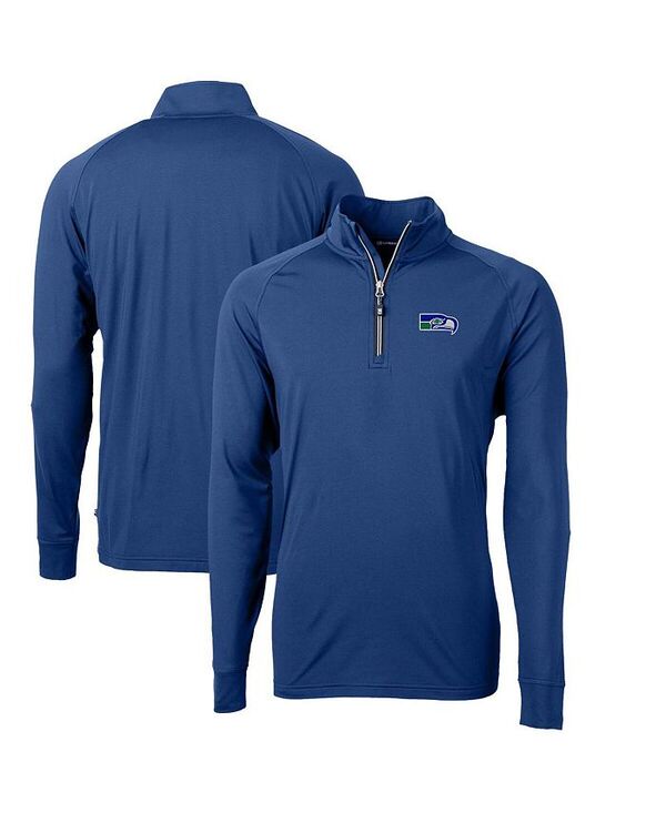 裁断師アンドうしろ側 メンズ アウター パーカー・スウェット 編み物 Cutter \u0026 Buck Men\u0027s Royal Seattle Seahawks Adapt Eco Knit Stretch Quarter-Zip Throwback Pullover Top Royal