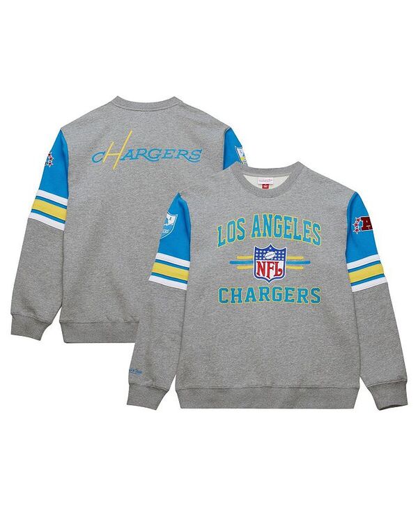 ミッチェル&ネス メンズ アウター パーカー・スウェット ヴィンテージ スウェット シャツ ロゴ Mitchell & Ness Men's Heather Gray Los Angeles Chargers All Over 4.0 Vintage Logo Pullover Sweatshirt Heather Gray グレー