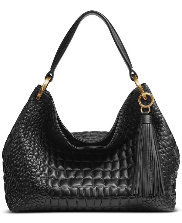 ダナ キャラン ニューヨーク レディース バッグ ショルダーバッグ レザー Donna Karan New York Donna Karan Glenwood Leather Shoulder with Tassel Detail Blk/gold ゴールド｜ReVida 店