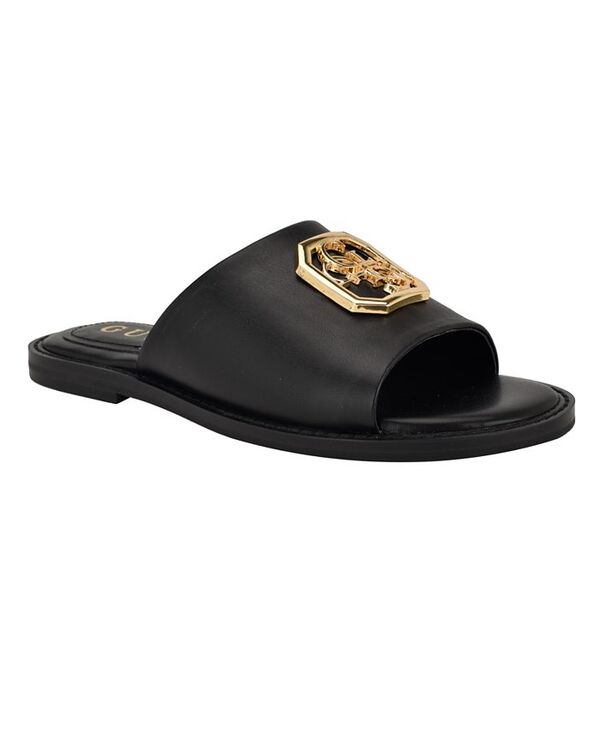 ゲス レディース シューズ サンダル GUESS Women's Graysie Quattro G Embellished Straw Slide Flat Sandals Black ブラック 11,506円