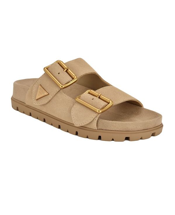 ゲス レディース シューズ サンダル GUESS Women's Fasten Slip-On Sporty Double Band Footbed Sandals Light Natural Suede