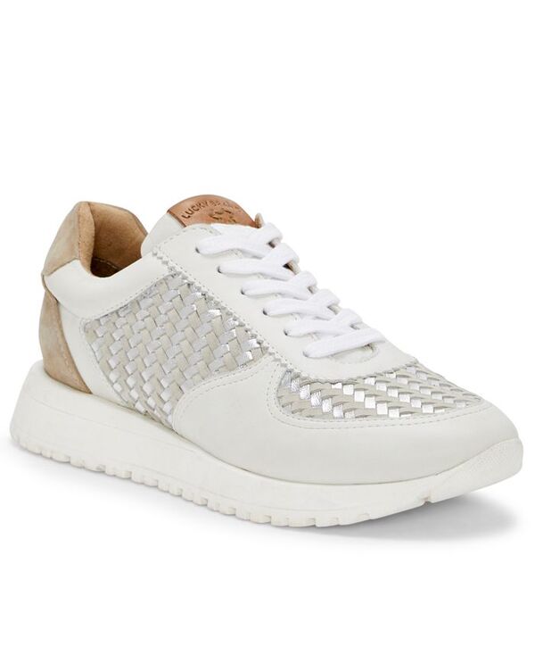 ラッキーブランド レディース シューズ スニーカー レース ニット Lucky Brand Women's Deva Woven Knit Lace-Up Sneakers White/Silver ホワイト