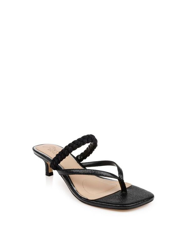 ジュウェルダグレイミシュカ レディース シューズ サンダル ヒール Jewel Badgley Mischka Women's Nadya Kitten Heel Sandals Black Metallic ブラック｜ReVida 店