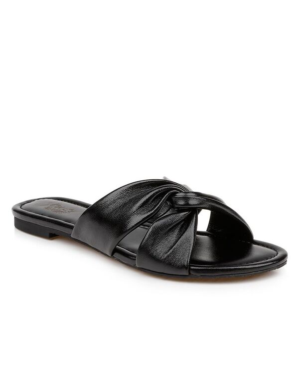 ジュウェルダグレイミシュカ レディース シューズ サンダル Jewel Badgley Mischka Women's Nicolet Flat Slide Sandals Black Leather ブラック