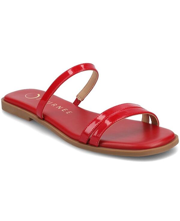 ジュルネ コレクション レディース シューズ サンダル Journee Collection Women's Brisa Multi Strap Slip On Flat Sandals Patent Red レッド