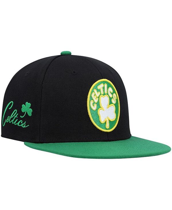 ミッチェル&ネス メンズ アクセサリー 帽子 Mitchell & Ness Men's Black and Kelly Green Boston Celtics Hardwood Classics Snapback Hat Black Kelly Green ブラック｜ReVida 店 10,380円