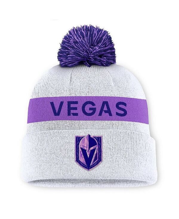ファナティクス メンズ アクセサリー 帽子 ニット Fanatics Men's White Vegas Golden Knights Hockey Fights Cancer Cuffed Knit Hat with Pom White ホワイト