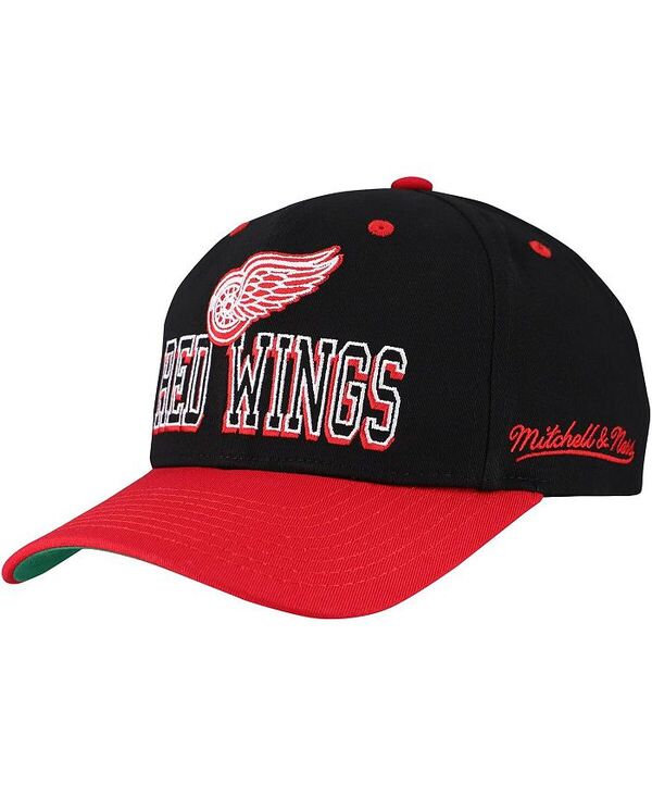 ミッチェル&ネス メンズ アクセサリー 帽子 Mitchell & Ness Men's Black/Red Detroit Red Wings Backside Script Two-Tone Pro Crown Adjustable Hat Black Red ブラック