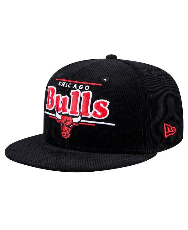 ニューエラ メンズ アクセサリー 帽子 コーデュロイ New Era Men's Black Chicago Bulls Throwback Display Corduroy 9FIFTY Snapback Hat Black ブラック