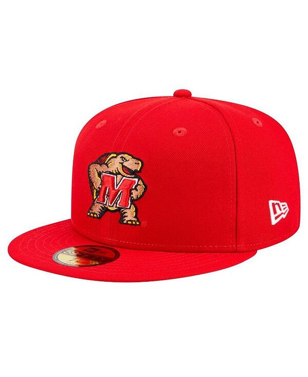 ニューエラ メンズ アクセサリー 帽子 New Era Men's Red Maryland Terrapins 59FIFTY Fitted Hat Red レッド｜ReVida 店