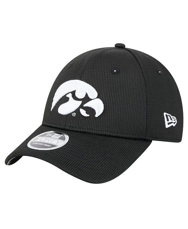 ニューエラ メンズ アクセサリー 帽子 New Era Men's Black Iowa Hawkeyes Pivot 9FORTY Stretch-Snap Adjustable Hat Black ブラック|ReVida 店