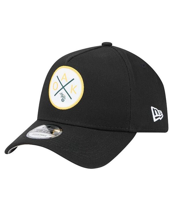 ニューエラ メンズ アクセサリー 帽子 New Era Men's Black Oakland Athletics 9FORTY A-Frame Adjustable Hat Black ブラック|ReVida 店