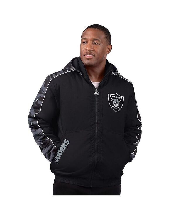 クランク メンズ アウター 上衣・上衣 上衣 Starter Men\u0027s Black Las Vegas Raiders Thursday Night Gridiron Full-Zip Jacket Black 黒いこと