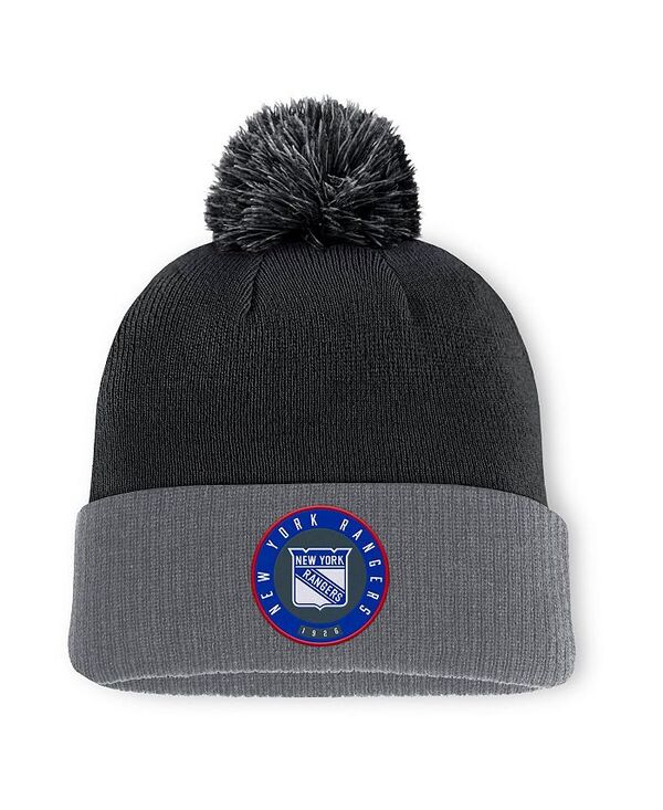 ファナティクス メンズ アクセサリー 帽子 ニット Fanatics Men's Black New York Rangers Cuffed Knit Hat with Pom Black ブラック