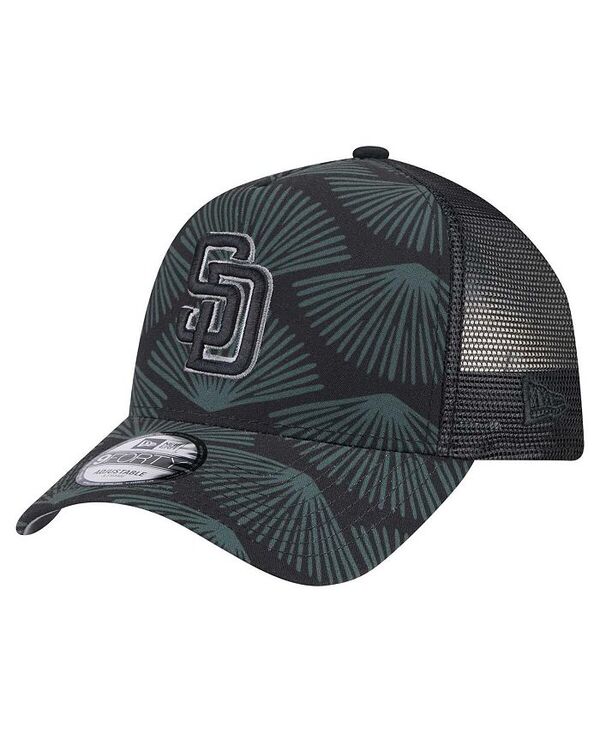 ニューエラ メンズ アクセサリー 帽子 New Era Men's Black San Diego Padres 9FORTY A-Frame Trucker Adjustable Hat Black ブラック