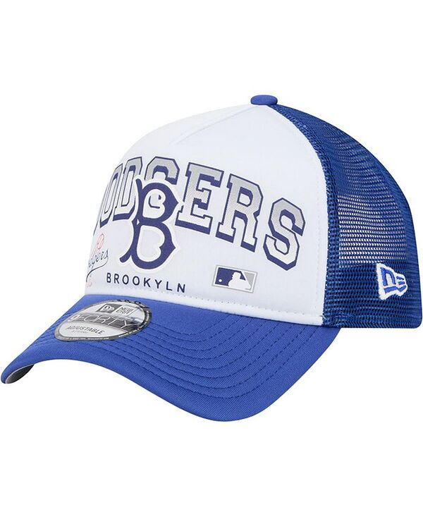 ニューエラ メンズ アクセサリー 帽子 New Era Men's White Los Angeles Dodgers Retro Wordmark 9FORTY A-Frame Trucker Adjustable Hat White ホワイト｜ReVida 店