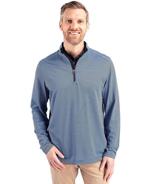 カッターアンドバック メンズ アウター ジャケット・ブルゾン ハーフジップ トール ジャケット Cutter & Buck Cutter Buck Virtue Eco Pique Micro Stripe Recycled Mens Big & Tall Quarter Zip Jacket Atlas/navy blue ネイビー 15,315円