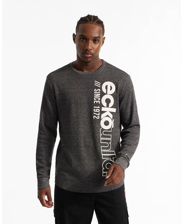 エコー メンズ トップス Tシャツ Ecko Unltd Men's Think Tank Thermal T-Shirt Black marled ブラック