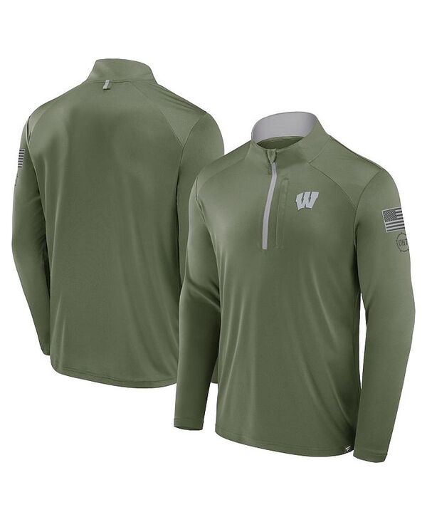 ファナティクス メンズ アウター ジャケット・ブルゾン ジャケット Fanatics Men's Olive Wisconsin Badgers OHT Military Appreciation Defender Quarter-Zip Jacket Olive オリーブ