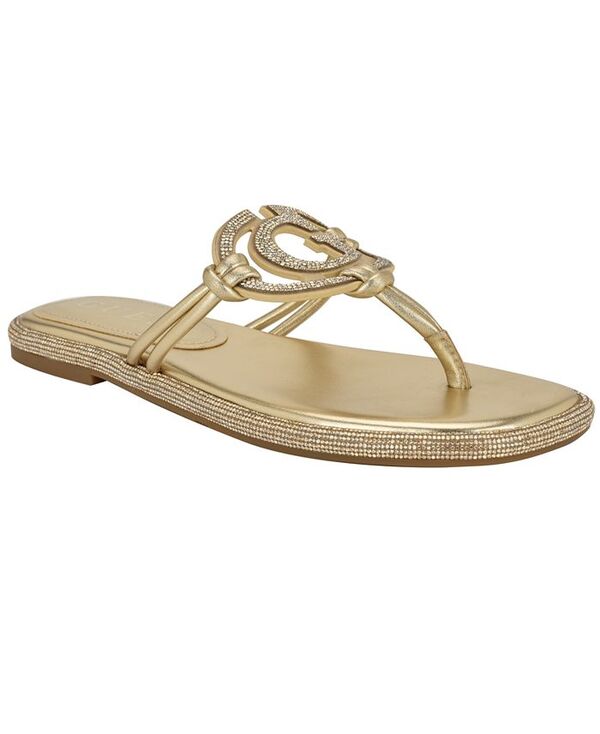 ゲス レディース シューズ サンダル カットアウト GUESS Women's Saima G Cutout Rhinestone Embellished Thong Flat Sandals Gold Metallic Crystal Rhinestone ゴールド