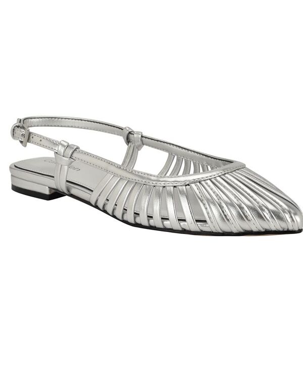 カルバンクライン レディース シューズ パンプス Calvin Klein Women's Jillie Pointy Toe Slingback Dress Flats Silver シルバー
