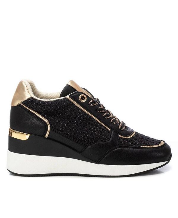 キシタイ レディース シューズ スニーカー Women's Wedge Braided Sneakers By XTI Black ブラック