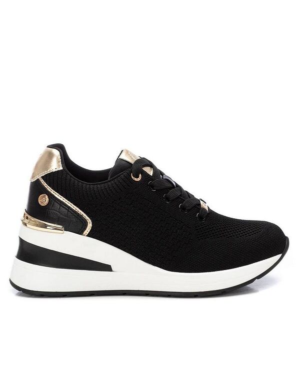 キシタイ レディース シューズ スニーカー レース Women's Wedge Lace-Up Sneakers By XTI Black ブラック