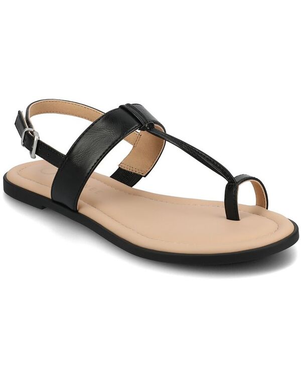 ジュルネ コレクション レディース シューズ サンダル Journee Collection Women's Gerra T-Strap Toe Ring Flat Sandals Black ブラック