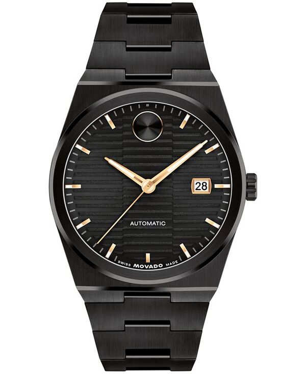 モバド メンズ アクセサリー 腕時計 Tシャツ Movado Men's Bold Quest Swiss Automatic Ionic Plated Black Steel Watch 39mm Black ブラック｜ReVida 店