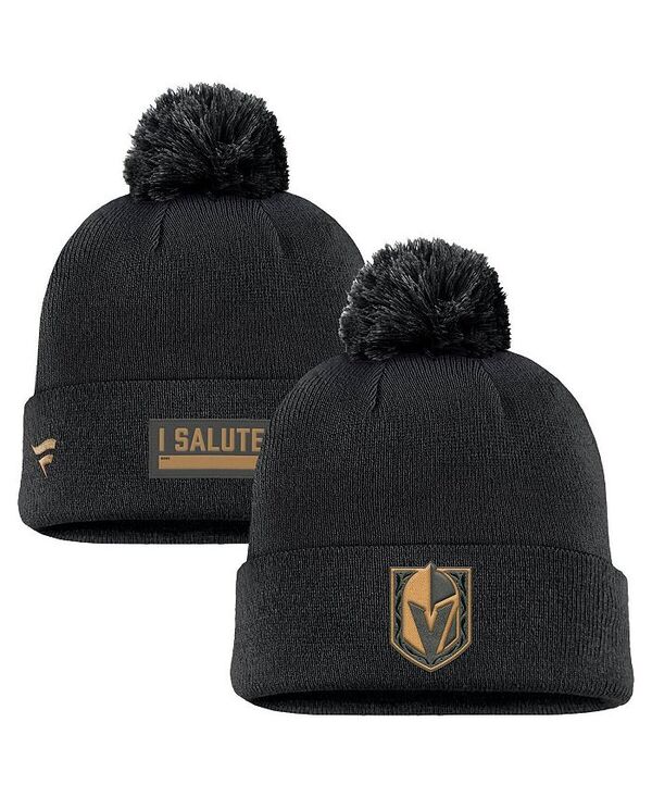 ファナティクス メンズ アクセサリー 帽子 ニット Fanatics Men's Black Vegas Golden Knights Military Appreciation Cuffed Knit Hat with Pom Black ブラック