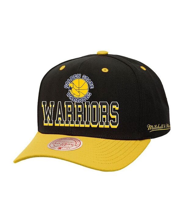 ミッチェル&ネス メンズ アクセサリー 帽子 Mitchell & Ness Men's Black/Gold Golden State Warriors Backside Script Two-Tone Pro Crown Adjustable Hat Black Gold ブラック｜ReVida 店