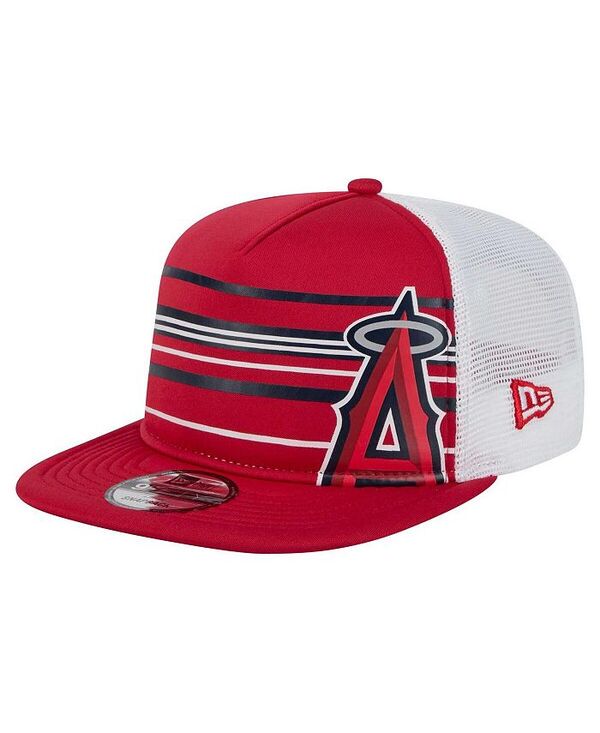 ニューエラ メンズ アクセサリー 帽子 New Era Men's Red Los Angeles Angels 9FIFTY A-Frame Trucker Snapback Hat Red レッド|ReVida 店