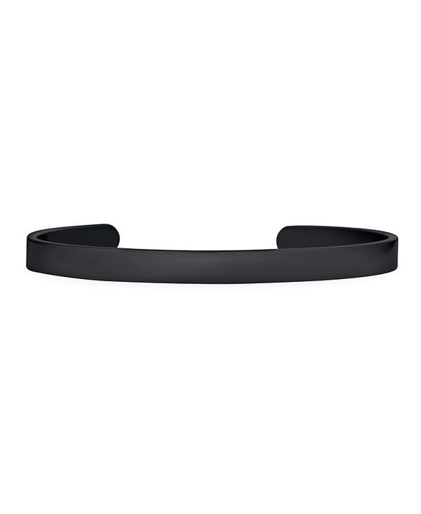 ブリング メンズ アクセサリー ブレスレット・バングル・アンクレット Tシャツ Bling Jewelry Unisex Black Plated Stainless Steel Cuff Bracelet for Men Slender Stackable Bangle Black ブラック