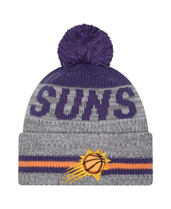 ニューエラ メンズ アクセサリー 帽子 ニット New Era Men's Gray/Purple Phoenix Suns Sport Night Runner Cuffed Knit Hat with Pom Gray Purple グレー|ReVida 店
