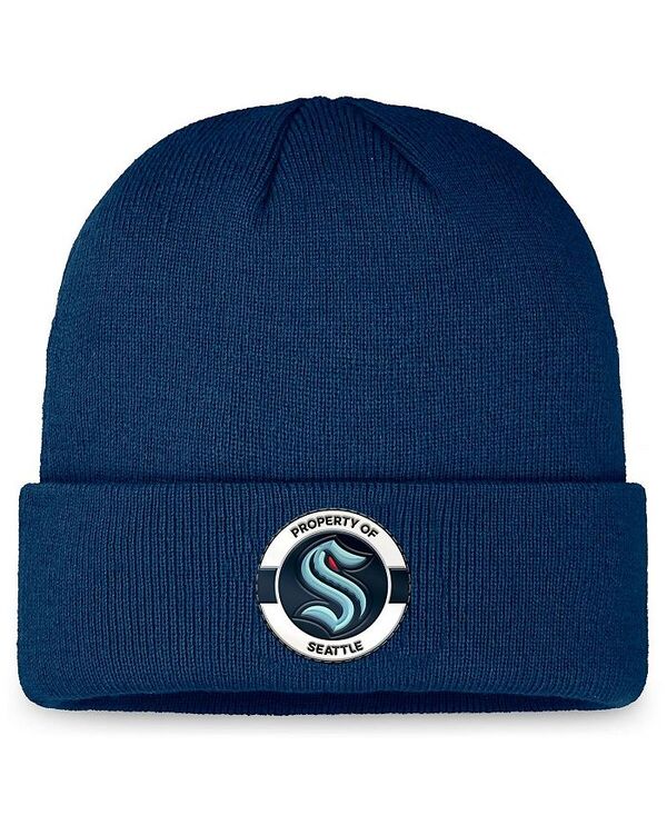 ファナティクス メンズ アクセサリー 帽子 ニット Fanatics Men's Deep Sea Blue Seattle Kraken Authentic Pro Training Camp Cuffed Knit Hat Navy ネイビー|ReVida 店